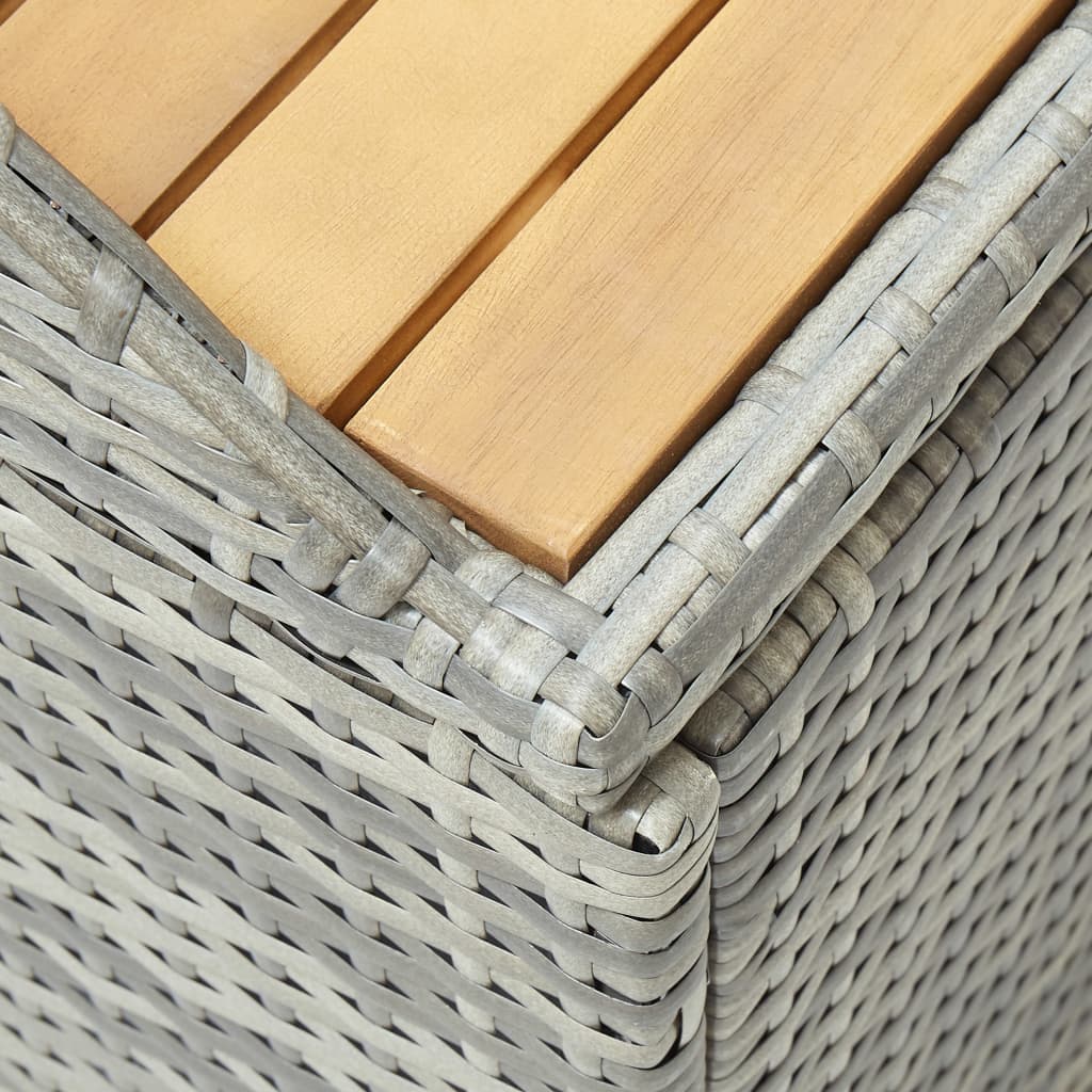 Stylish Grey Poly Rattan Garden Storage Bench, 120 cm