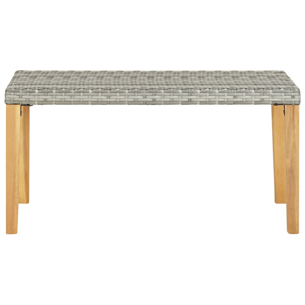 Grey Poly Rattan & Acacia Wood Garden Bench - 120 cm