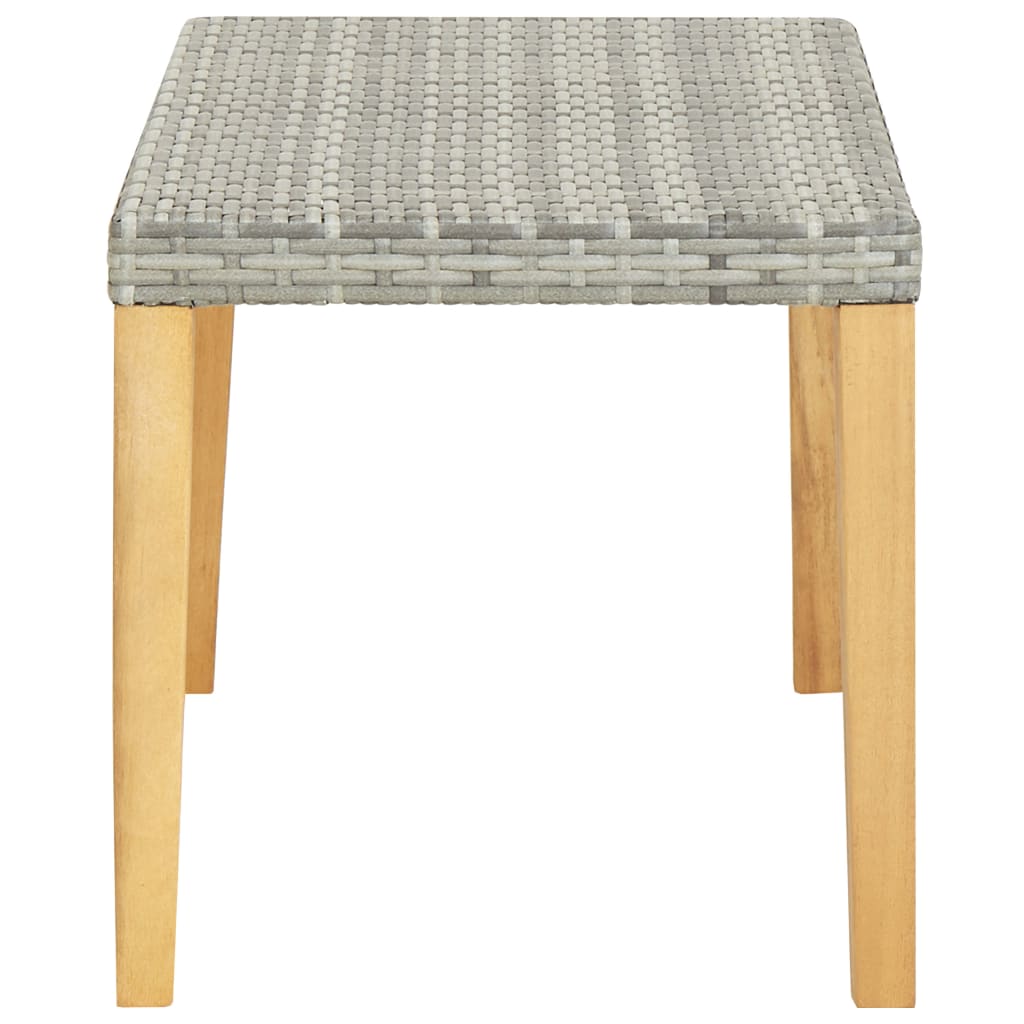Grey Poly Rattan & Acacia Wood Garden Bench - 120 cm