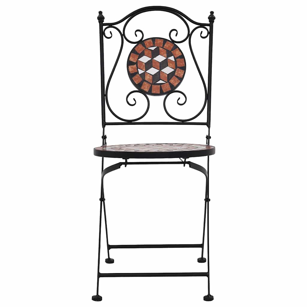 Brown Ceramic Mosaic Bistro Chairs Set of 2 - Stylish Outdoor Seating