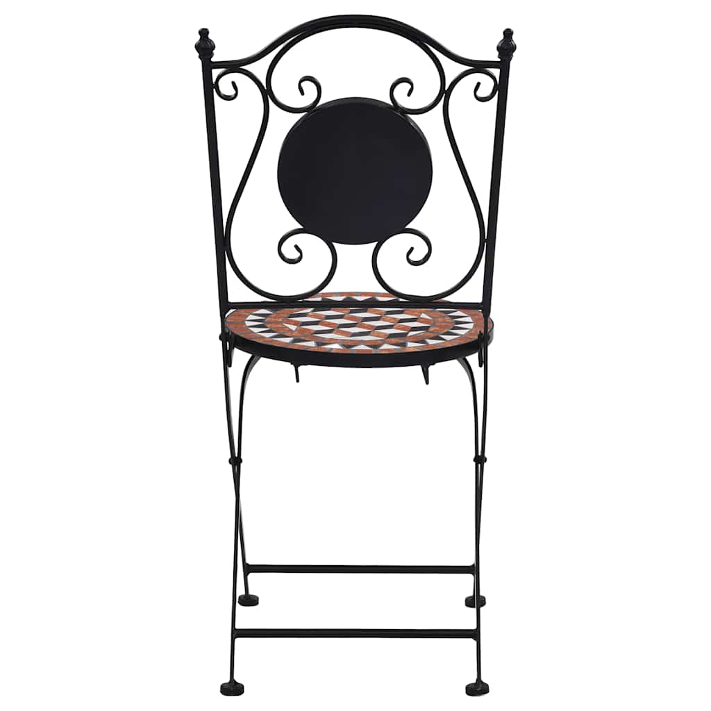 Brown Ceramic Mosaic Bistro Chairs Set of 2 - Stylish Outdoor Seating