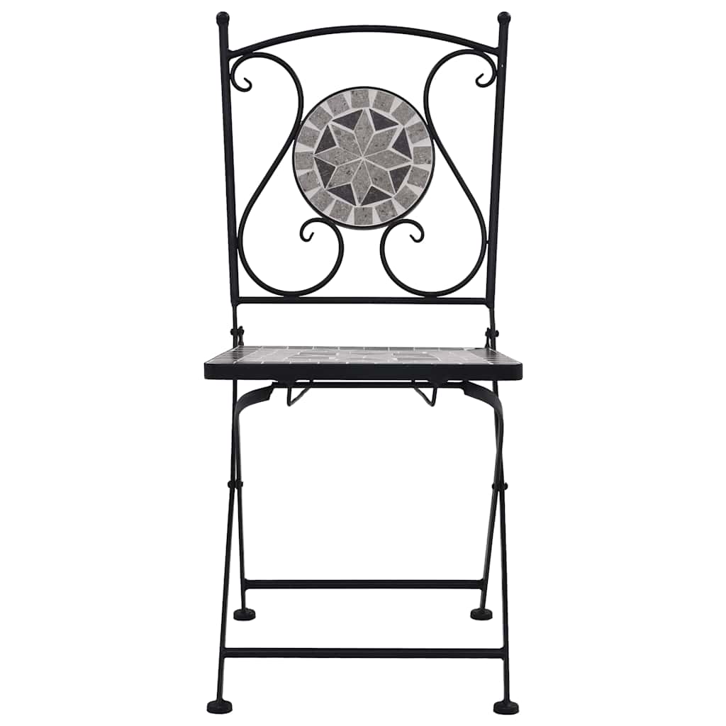 Grey Mosaic Bistro Chairs Set of 2 - Stylish Outdoor Seating