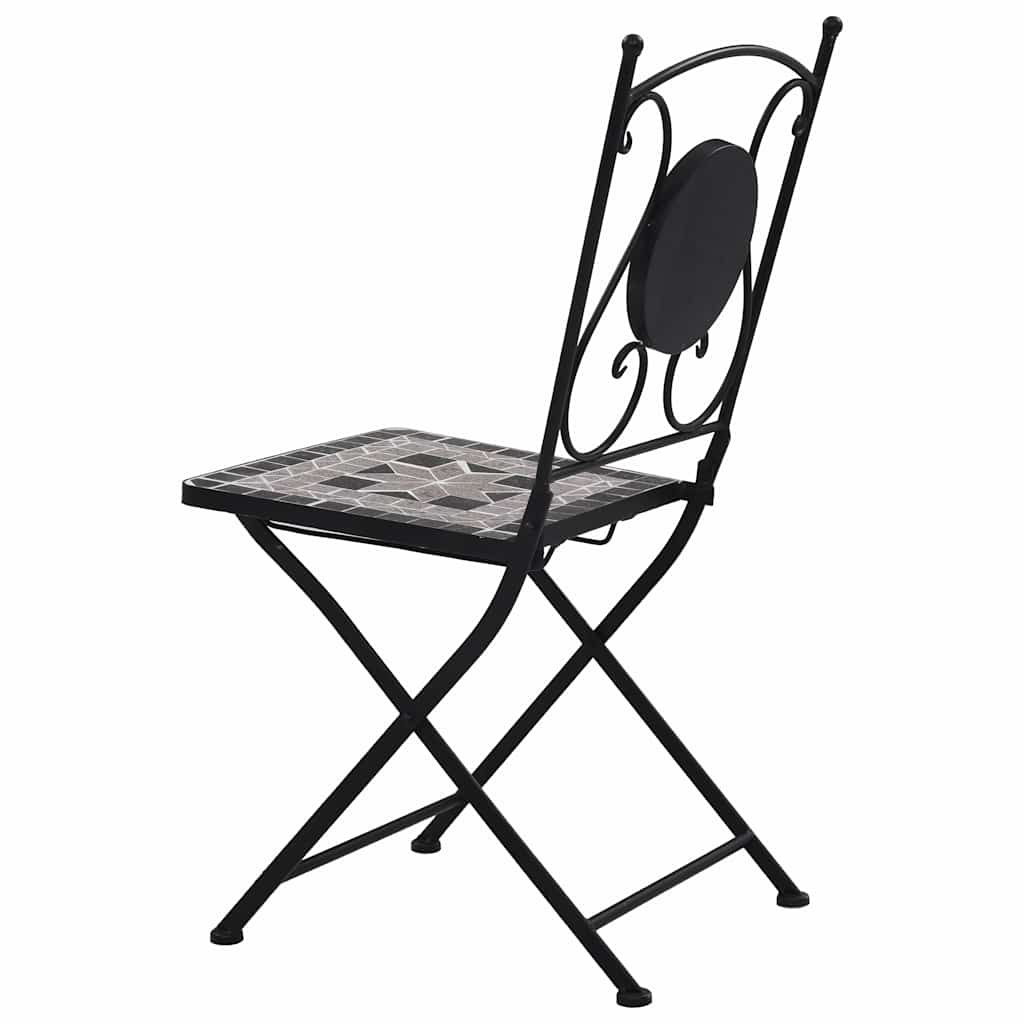 Grey Mosaic Bistro Chairs Set of 2 - Stylish Outdoor Seating