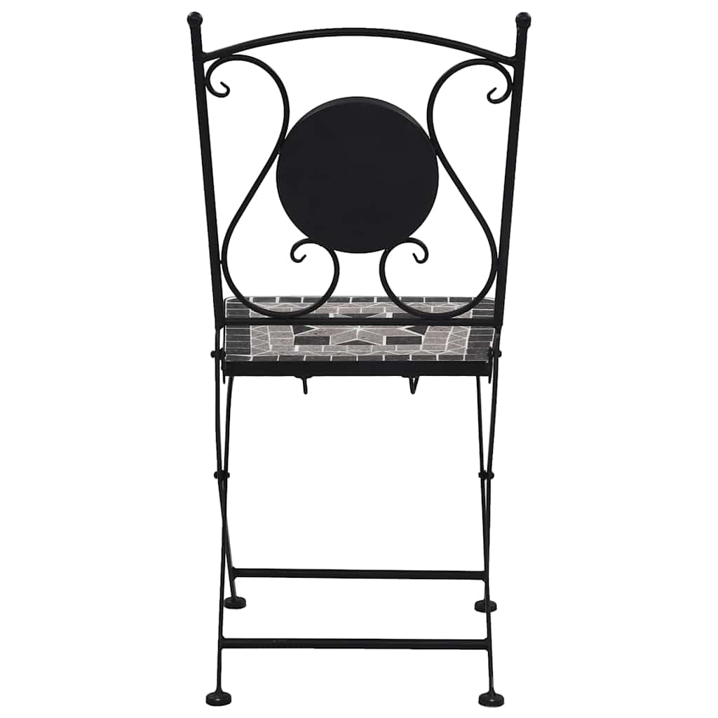 Grey Mosaic Bistro Chairs Set of 2 - Stylish Outdoor Seating