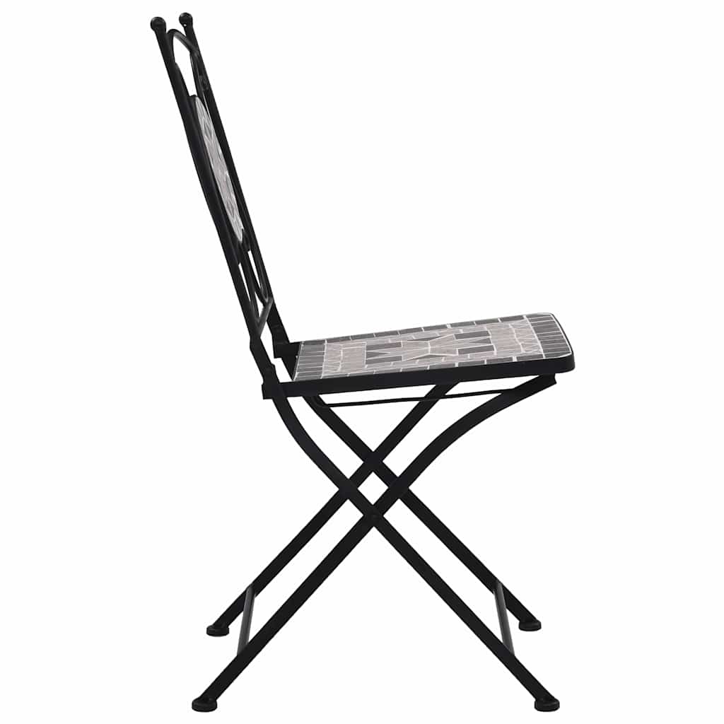 Grey Mosaic Bistro Chairs Set of 2 - Stylish Outdoor Seating