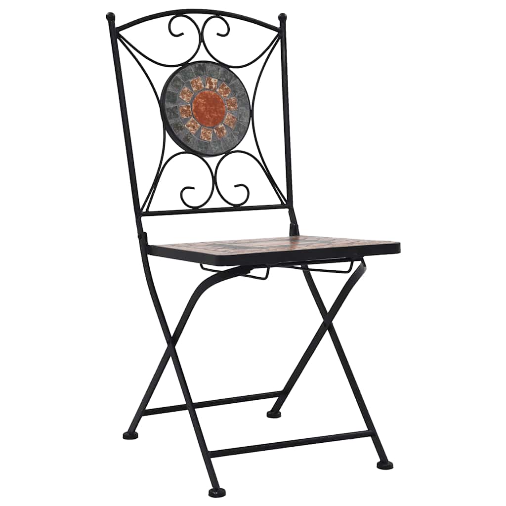 Vibrant Orange/Grey Mosaic Bistro Chairs Set of 2 - Durable & Stylish