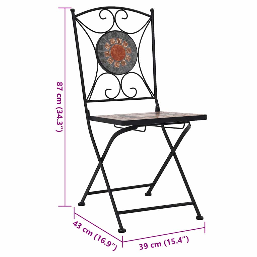 Vibrant Orange/Grey Mosaic Bistro Chairs Set of 2 - Durable & Stylish