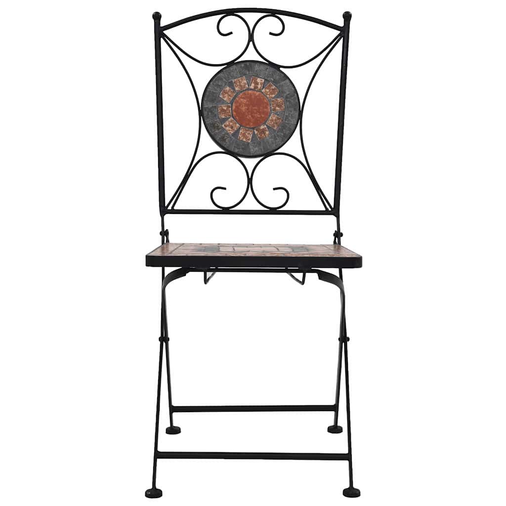 Vibrant Orange/Grey Mosaic Bistro Chairs Set of 2 - Durable & Stylish