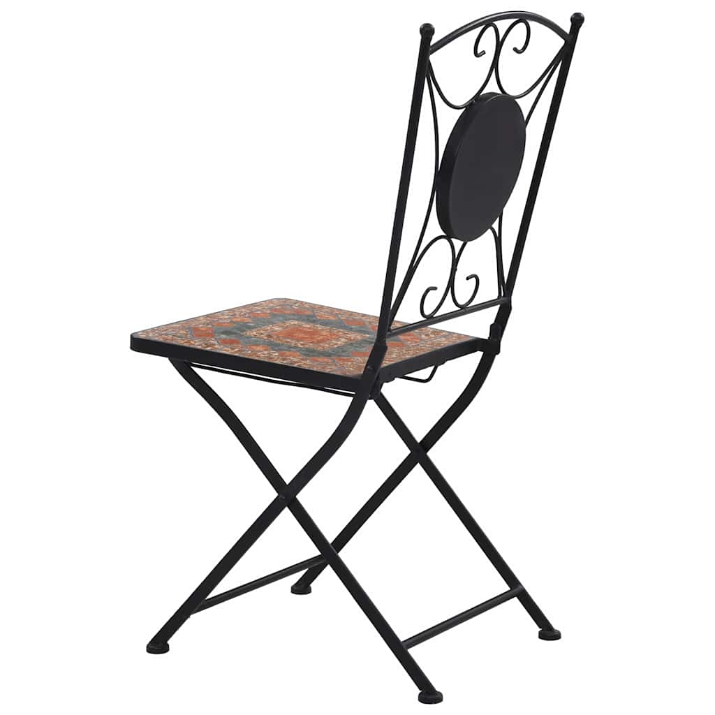 Vibrant Orange/Grey Mosaic Bistro Chairs Set of 2 - Durable & Stylish