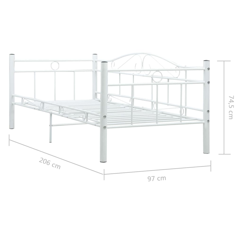 Daybed Frame without Mattress White Metal 90x200cm