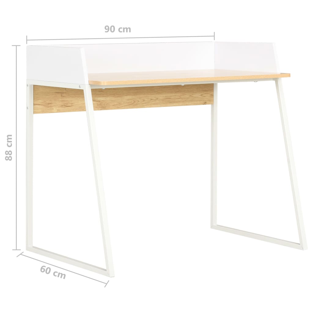 White & Oak Desk 90x60x88 cm - Stylish & Functional Workspace