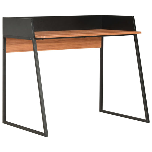 Compact Black & Brown Desk - Wood Finish, 90x60x88 cm