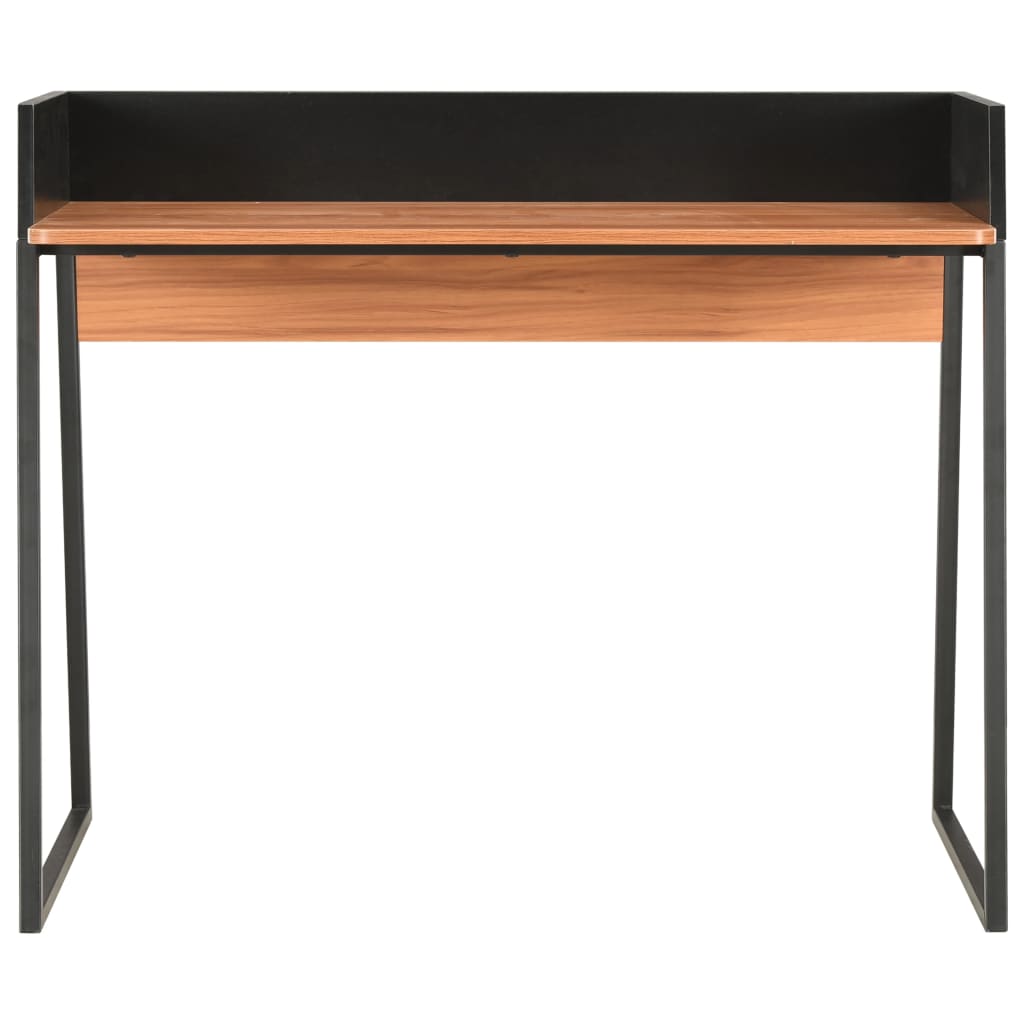 Compact Black & Brown Desk - Wood Finish, 90x60x88 cm