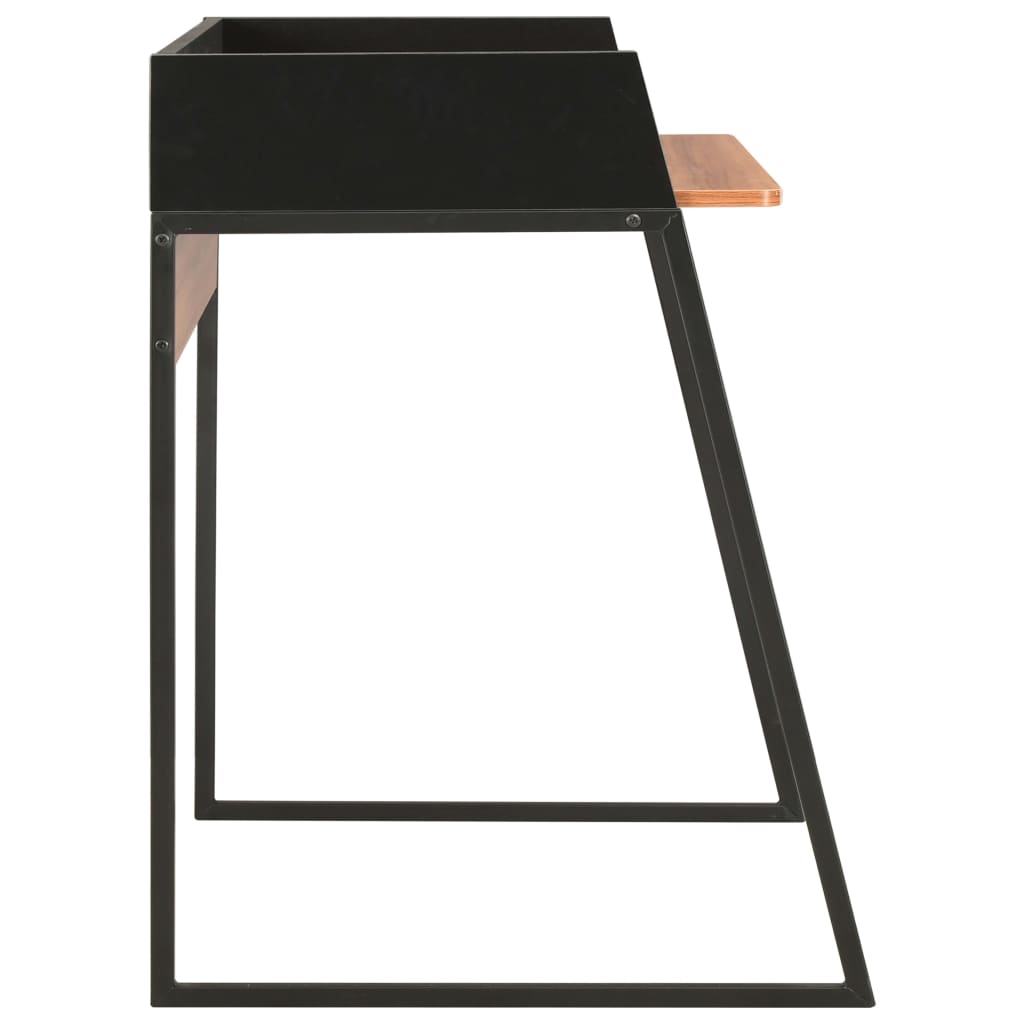 Compact Black & Brown Desk - Wood Finish, 90x60x88 cm