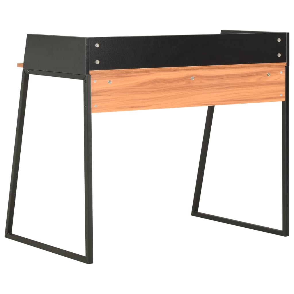 Compact Black & Brown Desk - Wood Finish, 90x60x88 cm