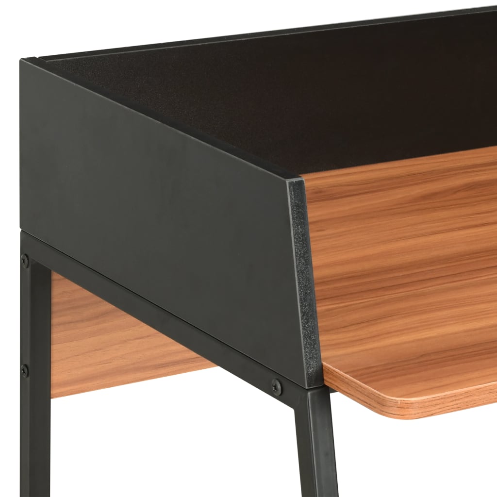 Compact Black & Brown Desk - Wood Finish, 90x60x88 cm