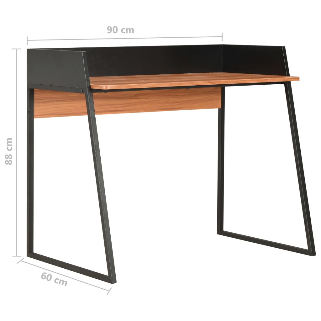 Compact Black & Brown Desk - Wood Finish, 90x60x88 cm