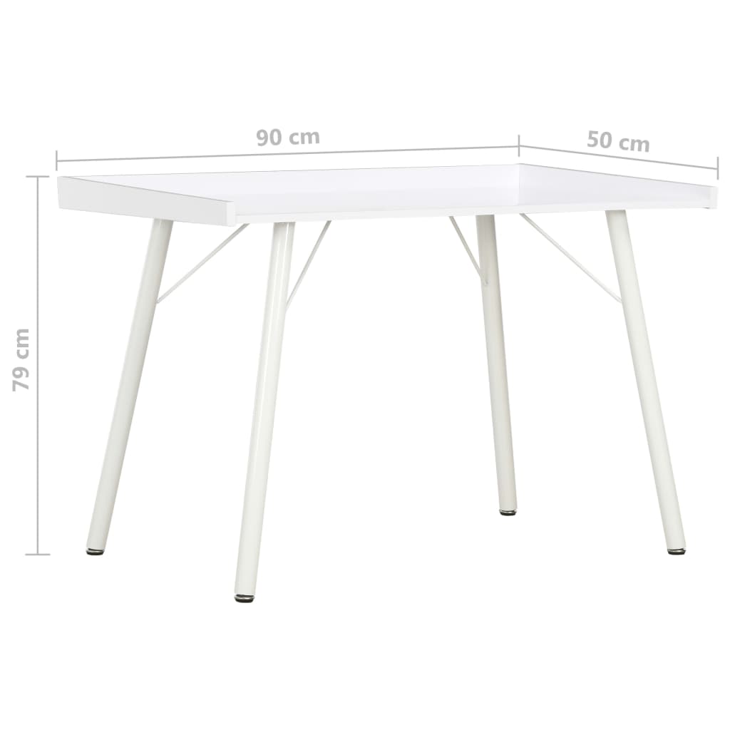 Compact White Desk 90x50x79 cm – Sleek MDF Finish