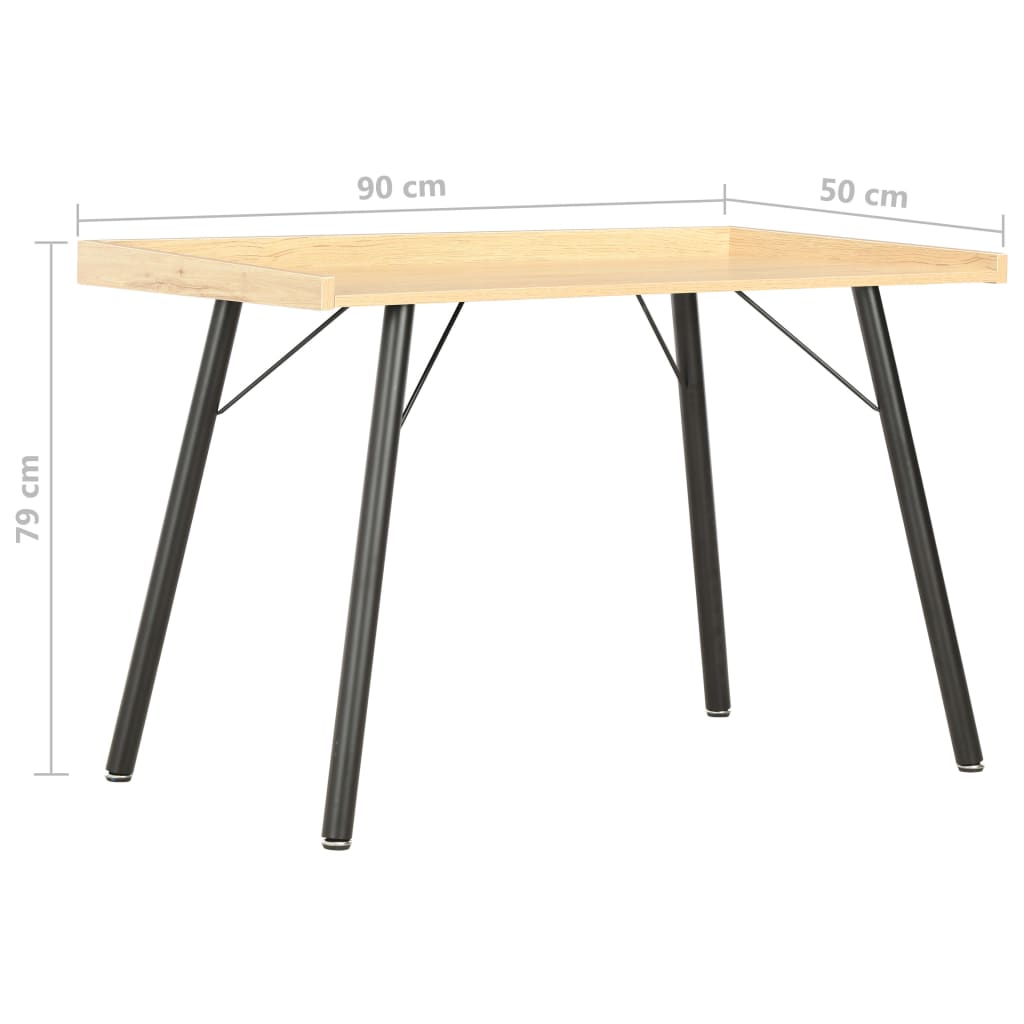 Compact Oak Desk 90x50x79 cm - Stylish Small Workspace Solution