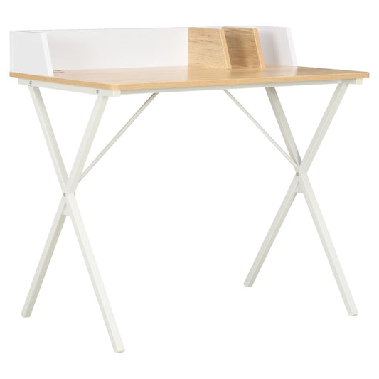 Compact White & Natural Desk, 80x50x84 cm - Stylish & Functional Furniture