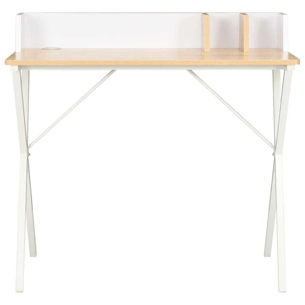 Compact White & Natural Desk, 80x50x84 cm - Stylish & Functional Furniture