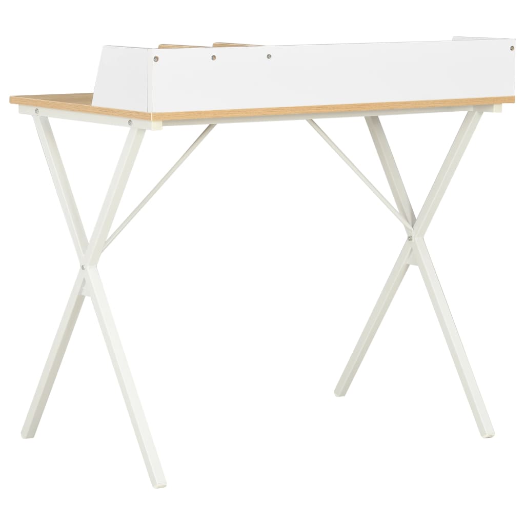 Compact White & Natural Desk, 80x50x84 cm - Stylish & Functional Furniture