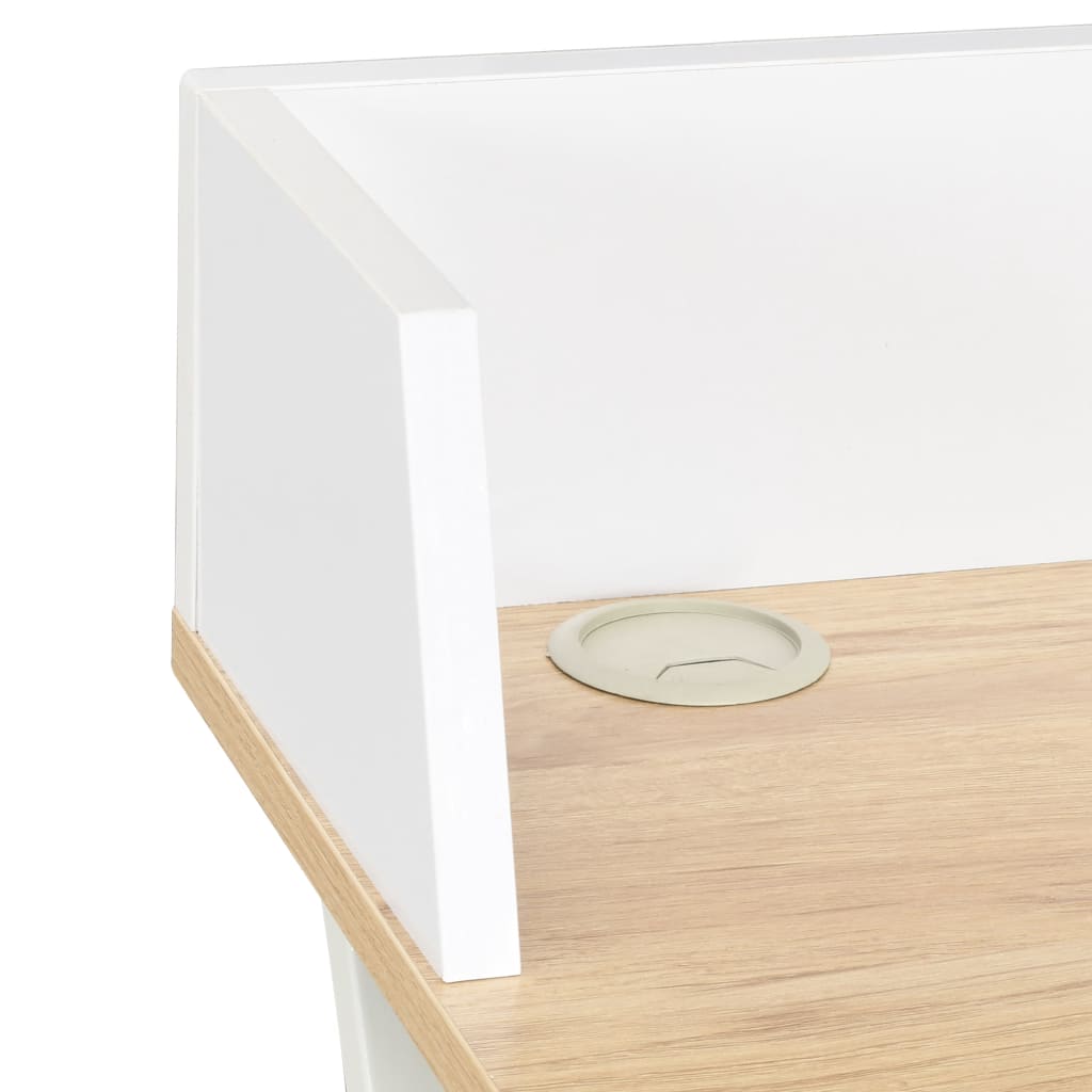 Compact White & Natural Desk, 80x50x84 cm - Stylish & Functional Furniture