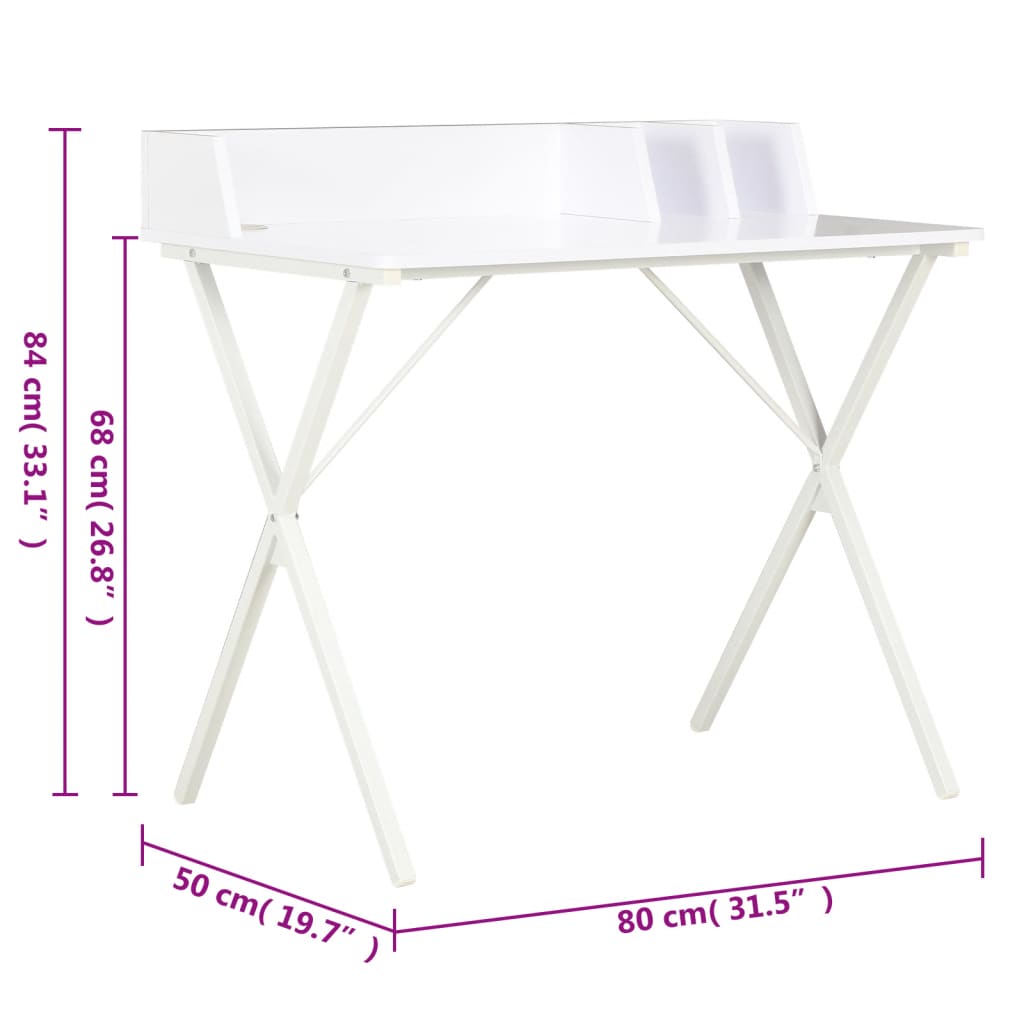 Compact White Desk 80x50x84 cm - Sleek & Modern Design