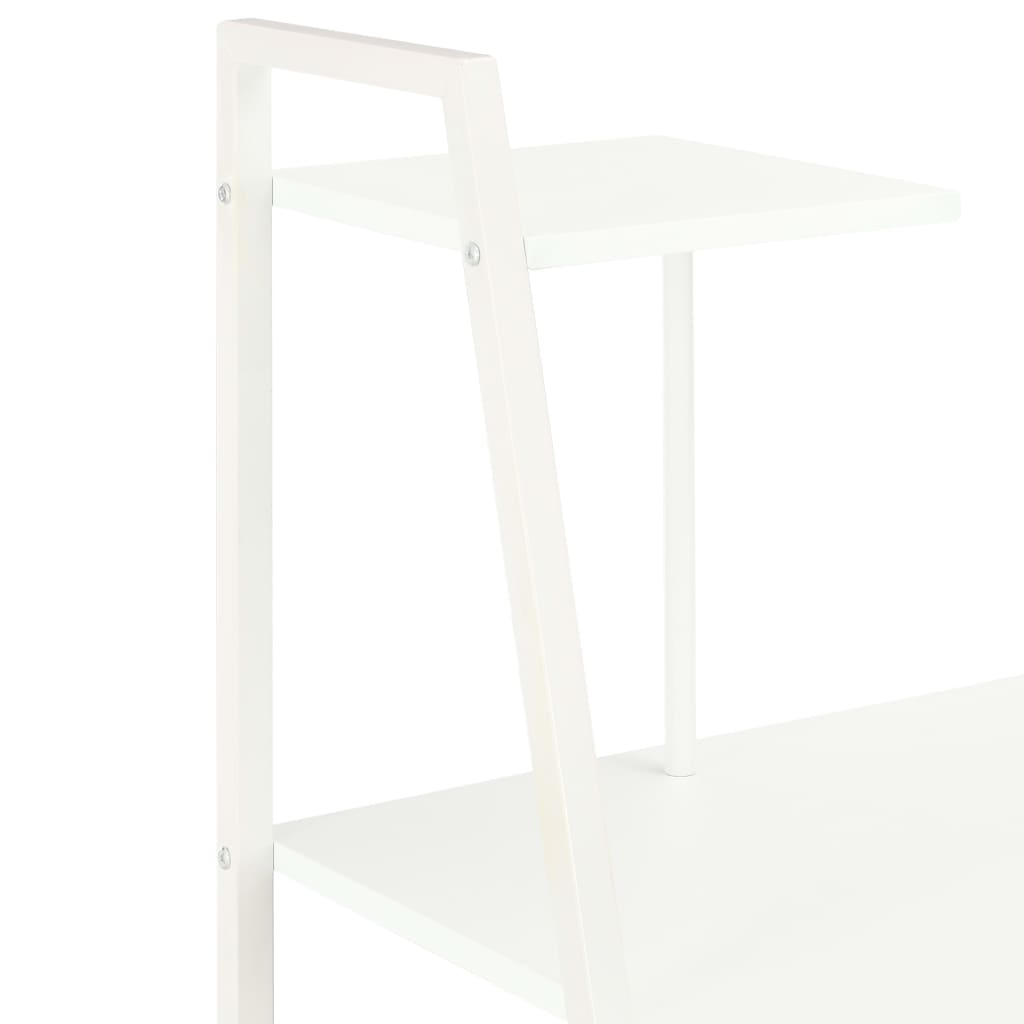 Compact White Desk with Shelving Unit, 102x50x117 cm, Modern Design