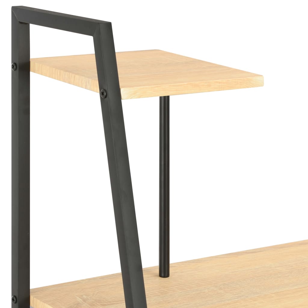 Black and Oak Desk with Shelving Unit - 102x50x117 cm