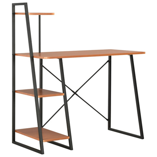 Black & Brown Desk with Shelving Unit 102x50x117 cm - Modern Design