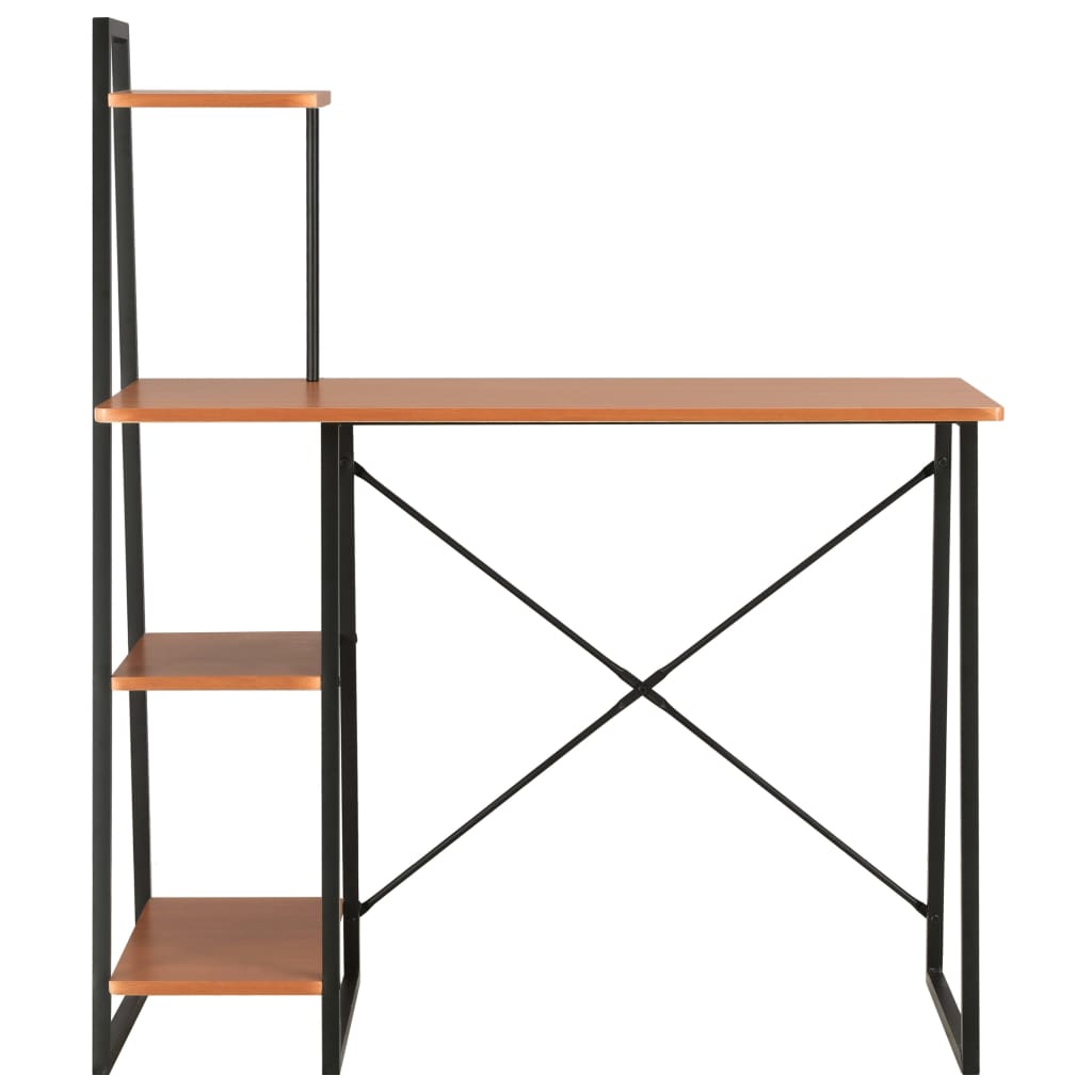 Black & Brown Desk with Shelving Unit 102x50x117 cm - Modern Design