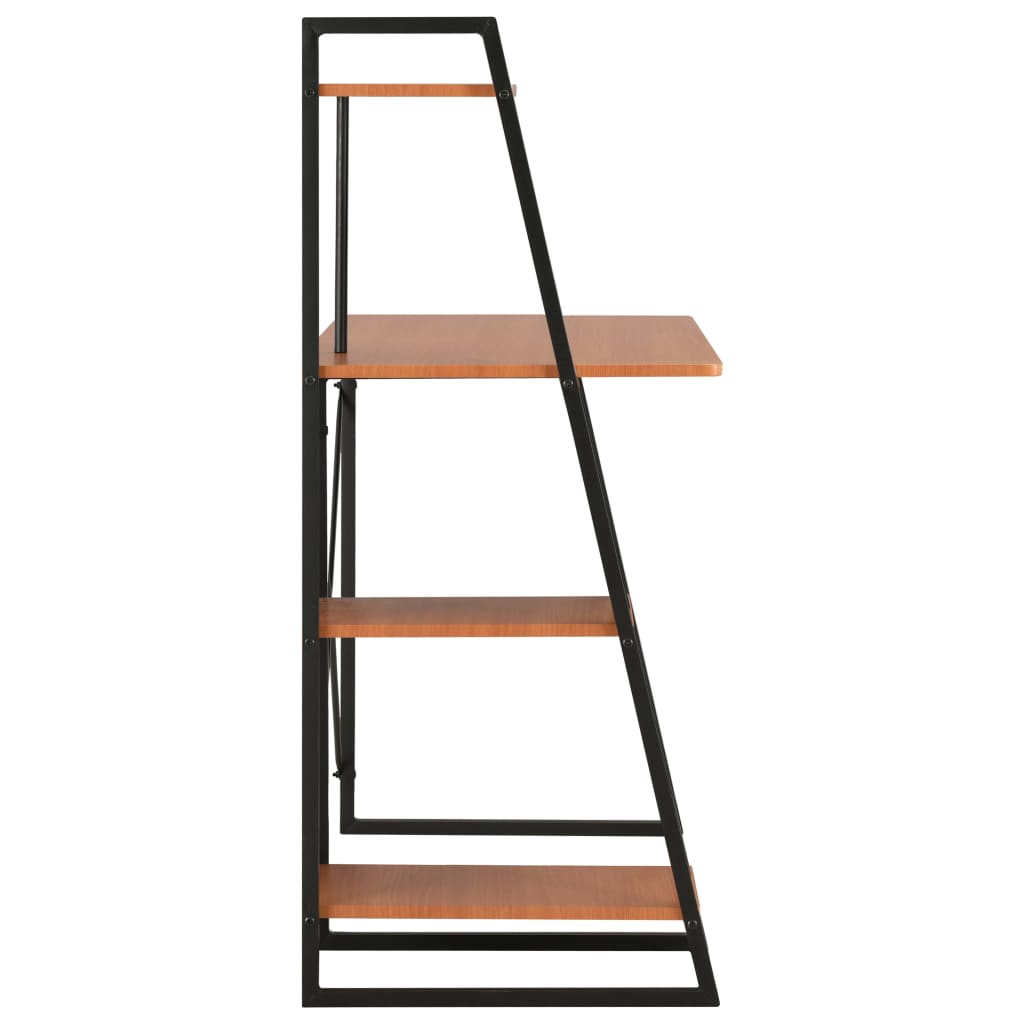 Black & Brown Desk with Shelving Unit 102x50x117 cm - Modern Design