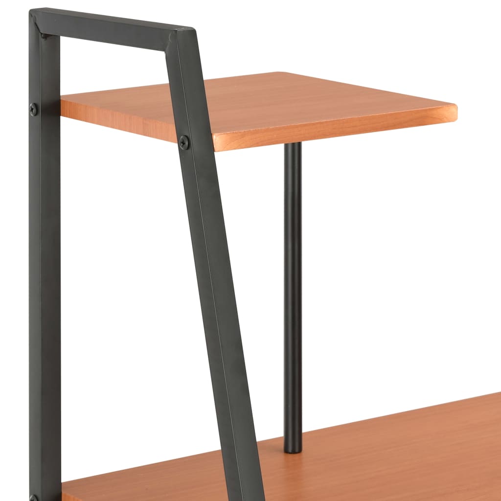 Black & Brown Desk with Shelving Unit 102x50x117 cm - Modern Design