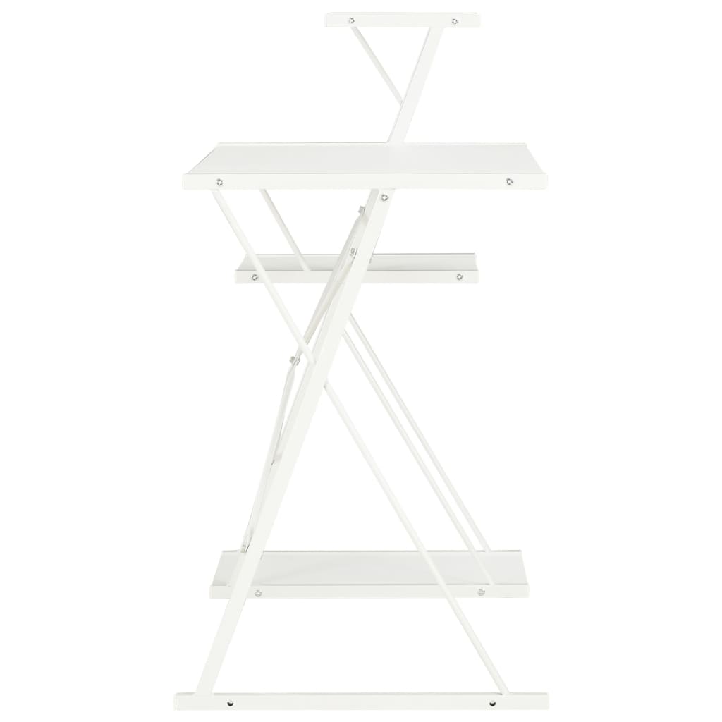 White Desk with Shelf - 116x50x93 cm - Space-Saving Design