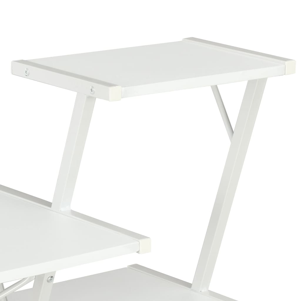 White Desk with Shelf - 116x50x93 cm - Space-Saving Design