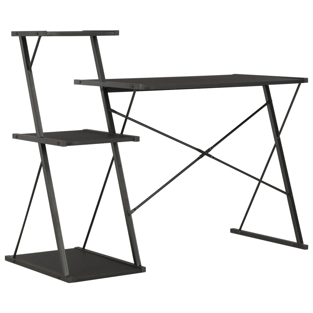 Black Desk with Shelf - 116x50x93 cm - Stylish & Functional Design