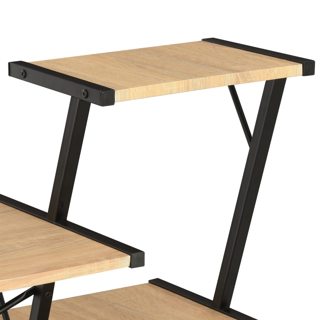 Black & Oak Desk with Shelf - 116x50x93 cm - Stylish Home Office