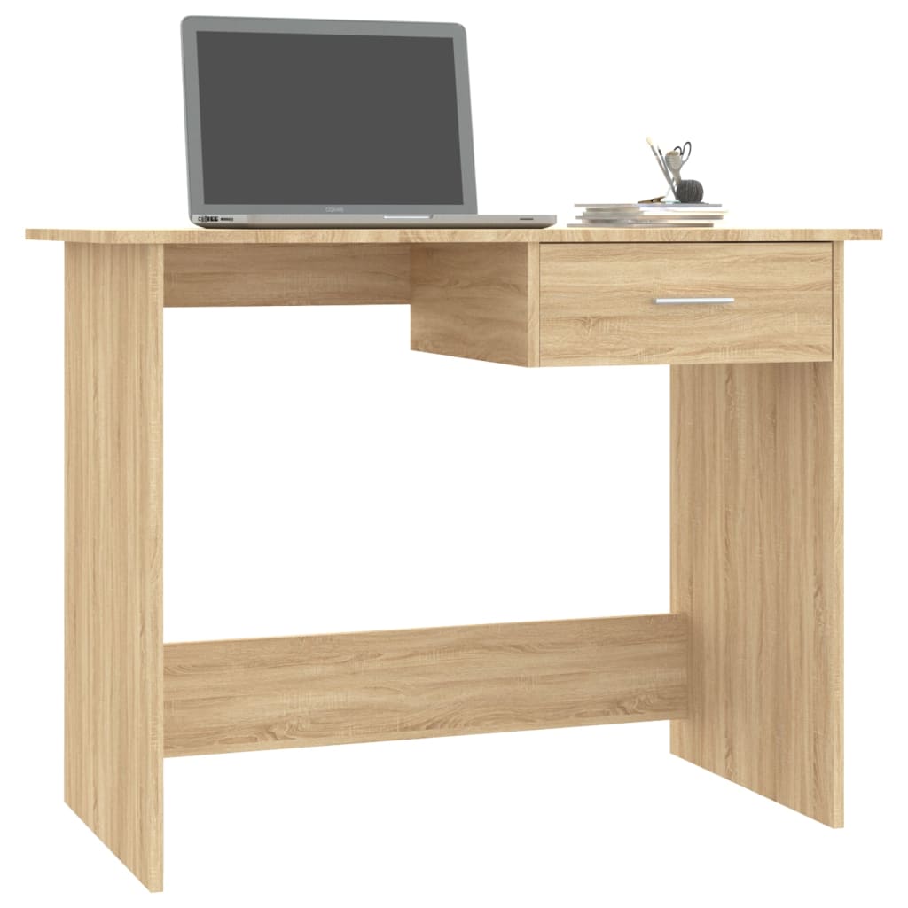 Elegant Sonoma Oak Desk 100x50x76cm - Durable Engineered Wood