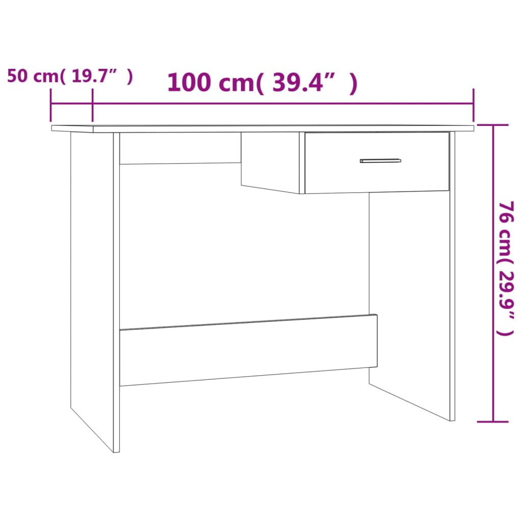 Elegant Sonoma Oak Desk 100x50x76cm - Durable Engineered Wood