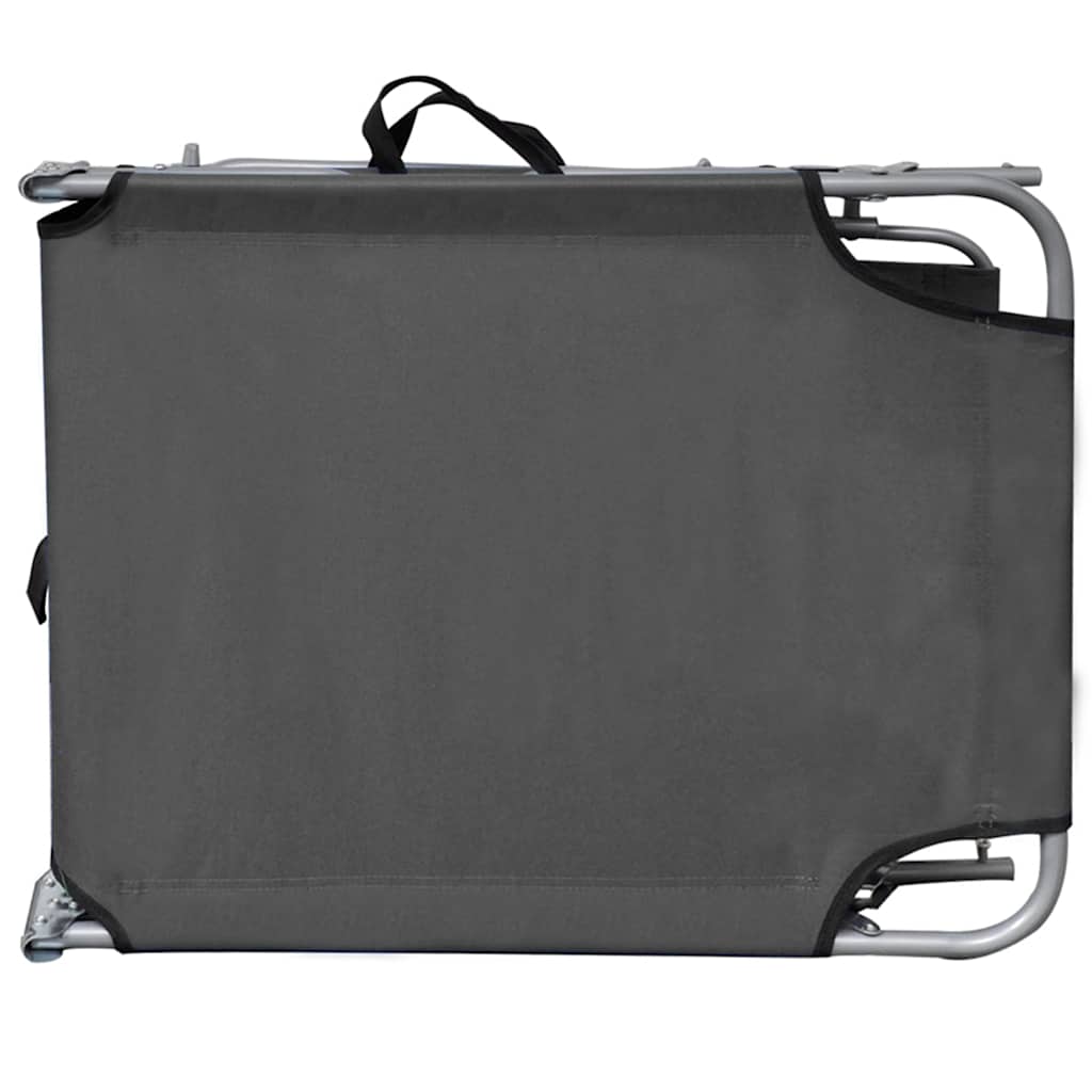 Grey Aluminium Folding Sun Lounger with Canopy - Outdoor Relaxation