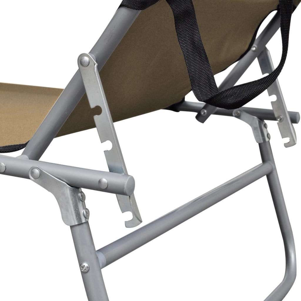 Taupe Aluminium Folding Sun Lounger with Canopy