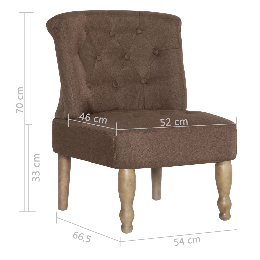 French Chairs 2 pcs Brown Fabric