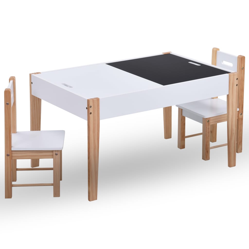 Kids Black & White Chalkboard Table & Chair Set - 3 Piece Set