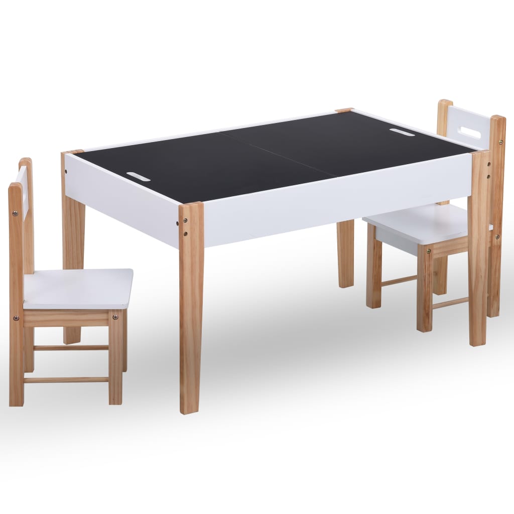 Kids Black & White Chalkboard Table & Chair Set - 3 Piece Set