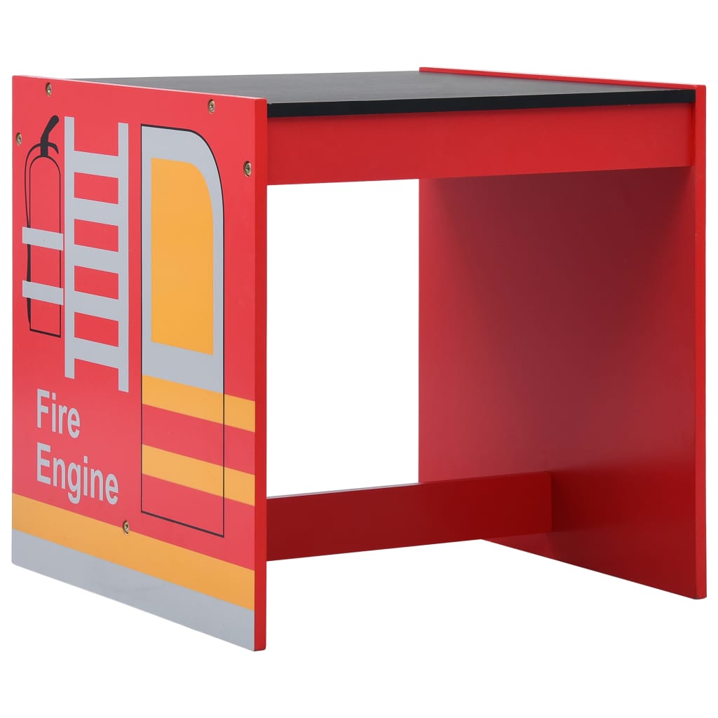 Fire Truck Design 3-Piece Kids Wood Table & Chair Set
