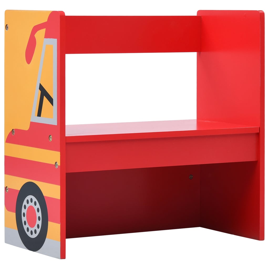 Fire Truck Design 3-Piece Kids Wood Table & Chair Set