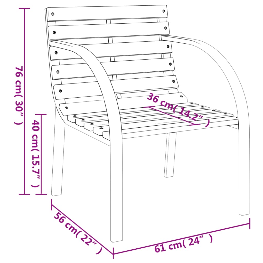 Elegant Grey Wood Garden Chairs - 2 Piece Outdoor Seating Set