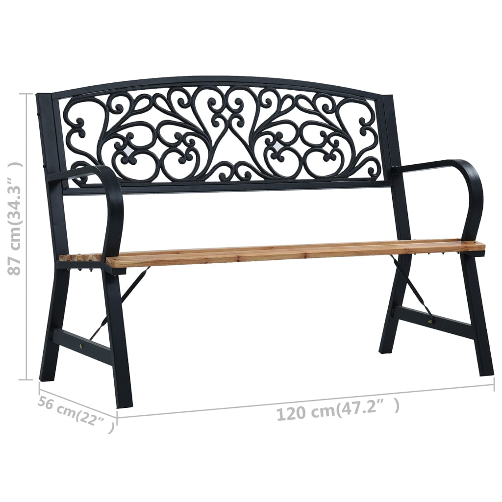 Elegant 120cm Wood Garden Bench - Natural Finish Outdoor Seating