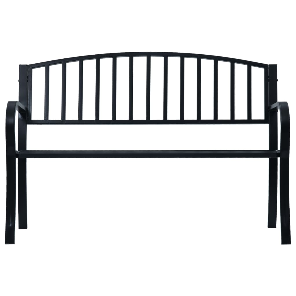 Black Steel Garden Bench - 125 cm, Durable and Stylish Seating